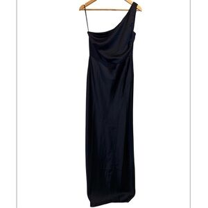 BHLDN gown dress Midnight blue One-Shoulder Dylan high side slit NEW US 10